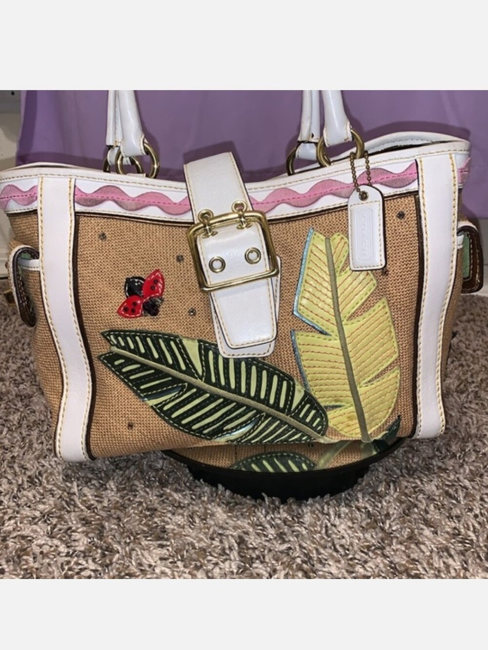 Coach Limited Edition Leafy Boxy Tote Bag EUC